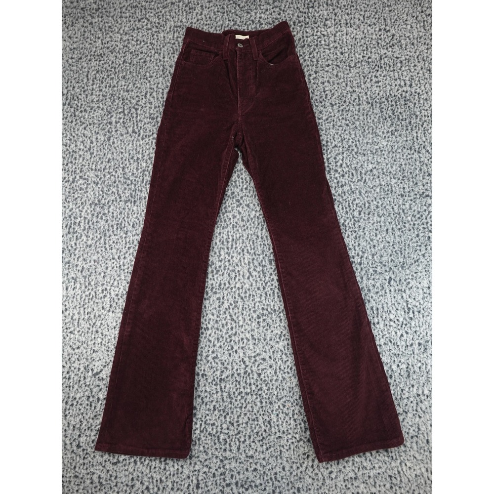 Levi's Ribcage Boot Pants Womens 24x33 Burgundy Corduroy High Rise 36939-0002